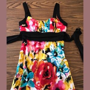Floral Summer Dress with Black Accents